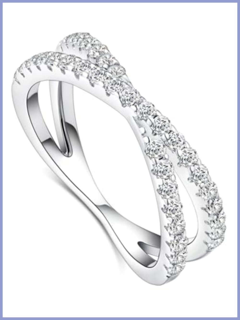 Moissanite Criss Cross Eternity Wedding Band 925 Sterling Silver Size 7